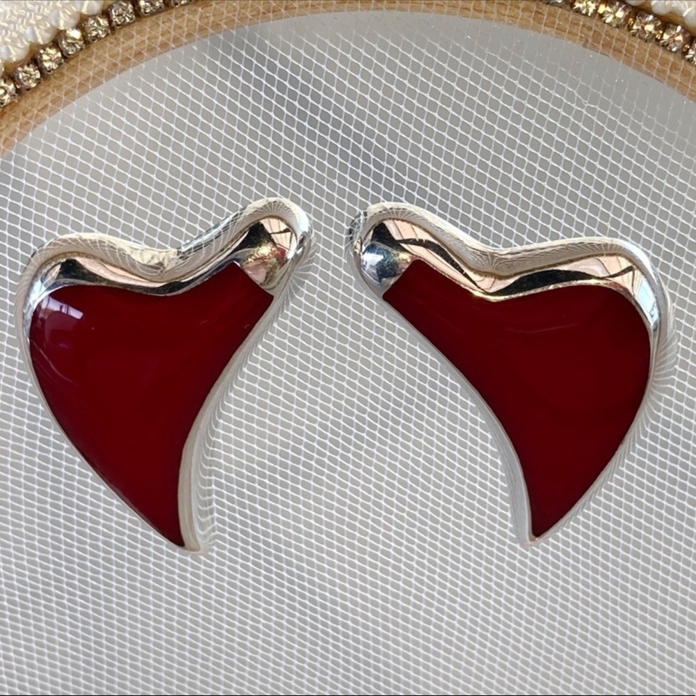 ABSTRACT Heart 925 Sterling Silver Earrings - Picture 8 of 8